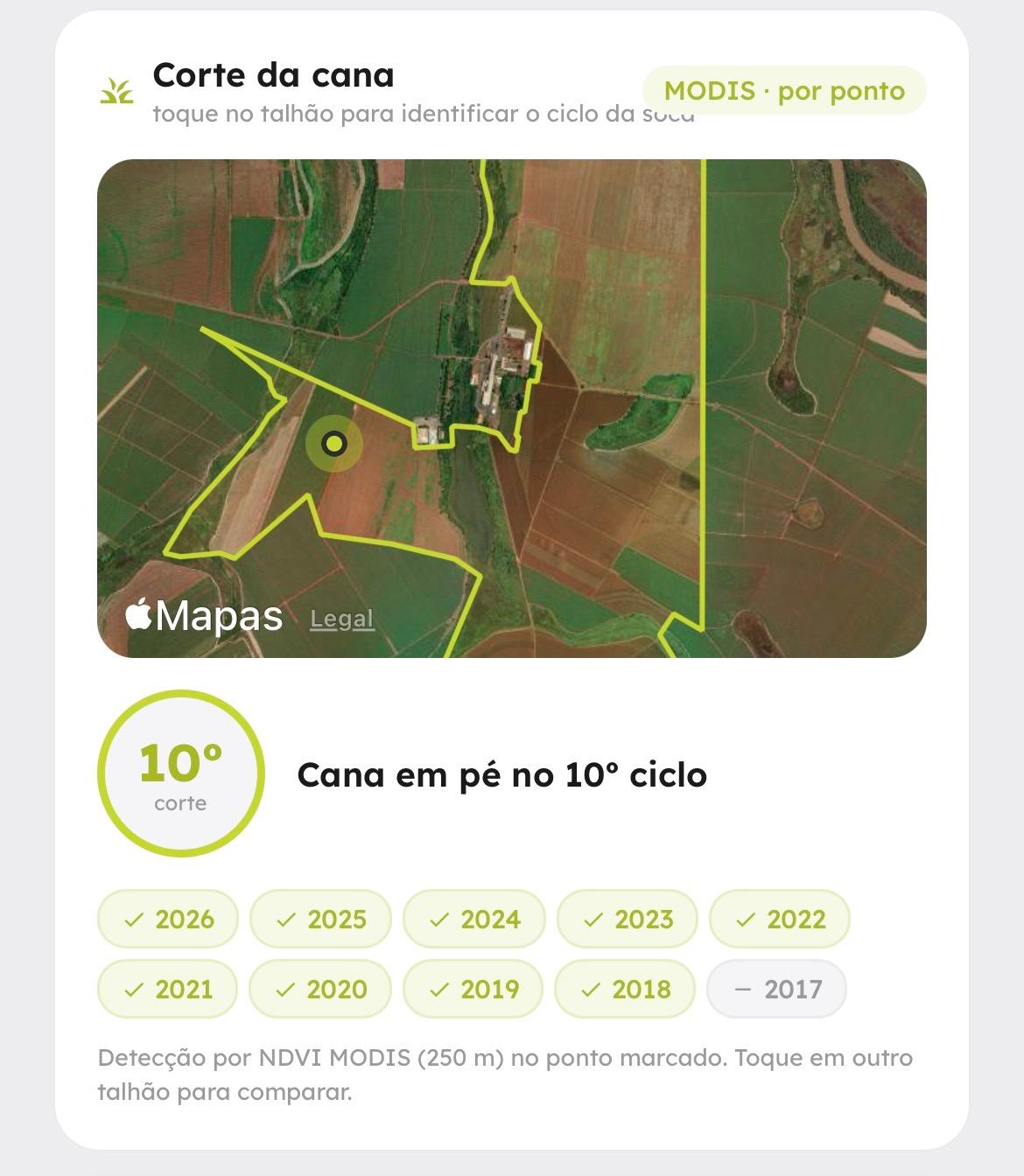 Histórico de safra · por satélite